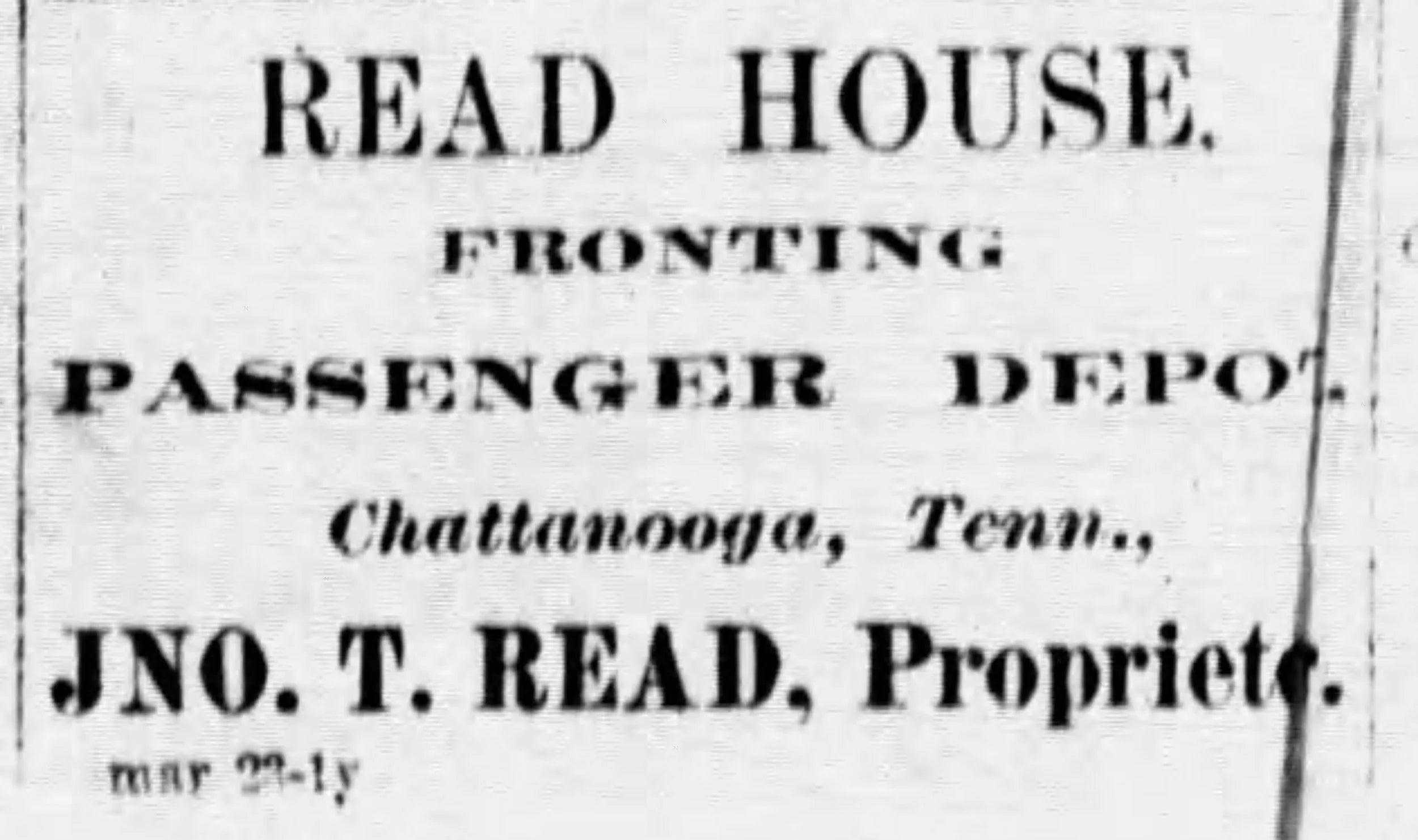 Historic advertisement for the Read House in Chattanooga