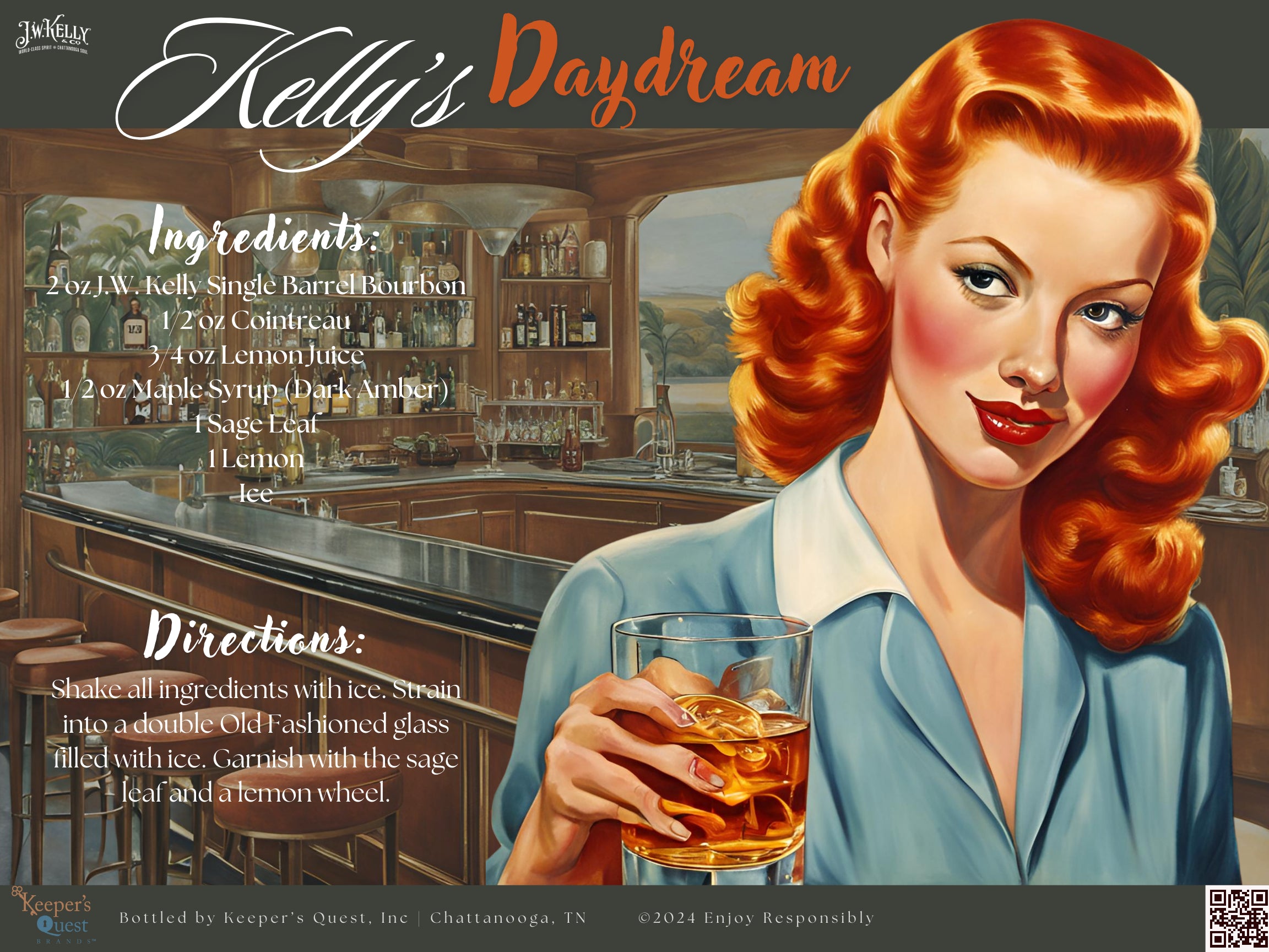 Kelly's Daydream cocktail recipe card