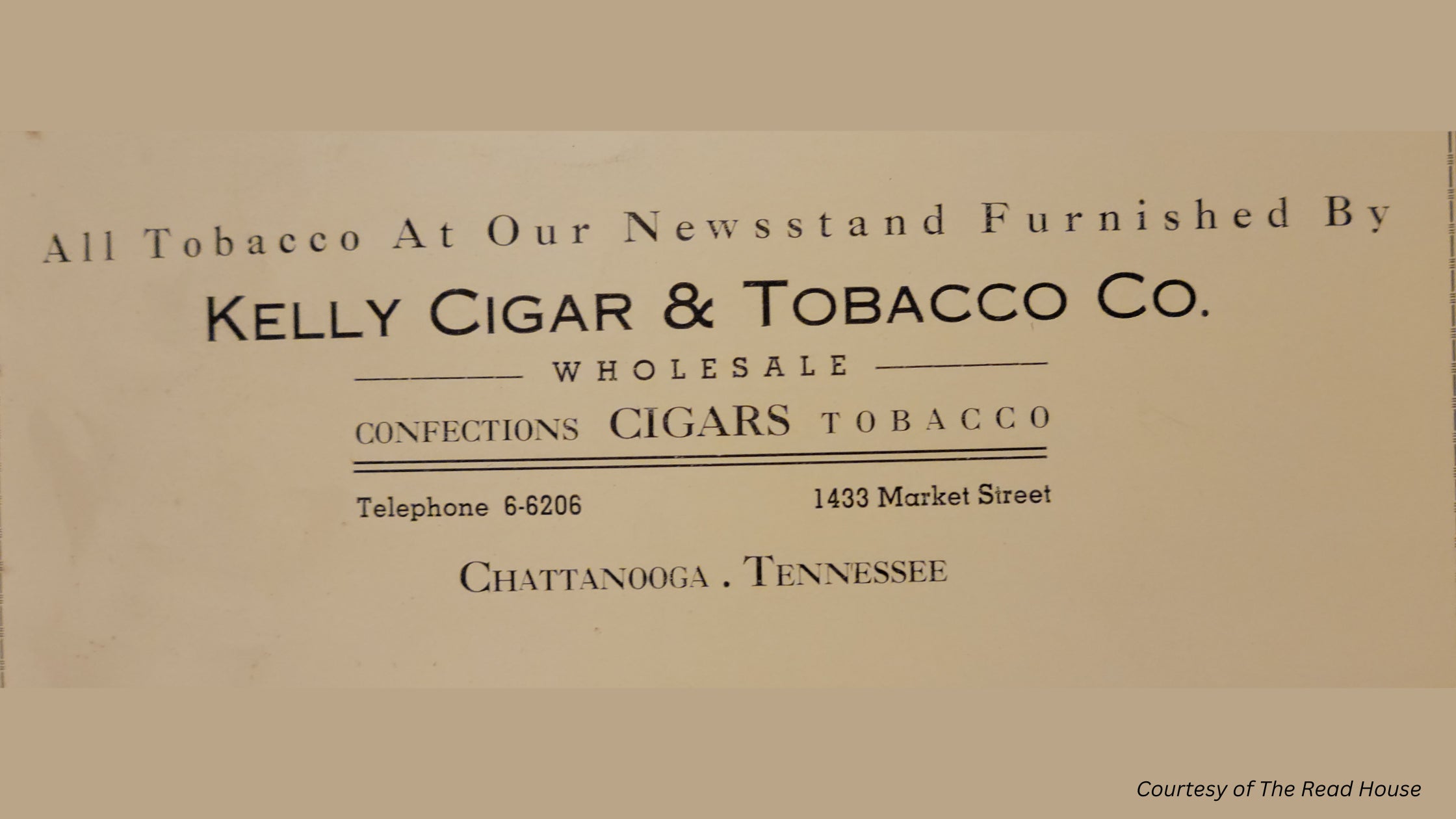 Vintage Kelly Cigar and Tobacco Company advertisement from Chattanooga